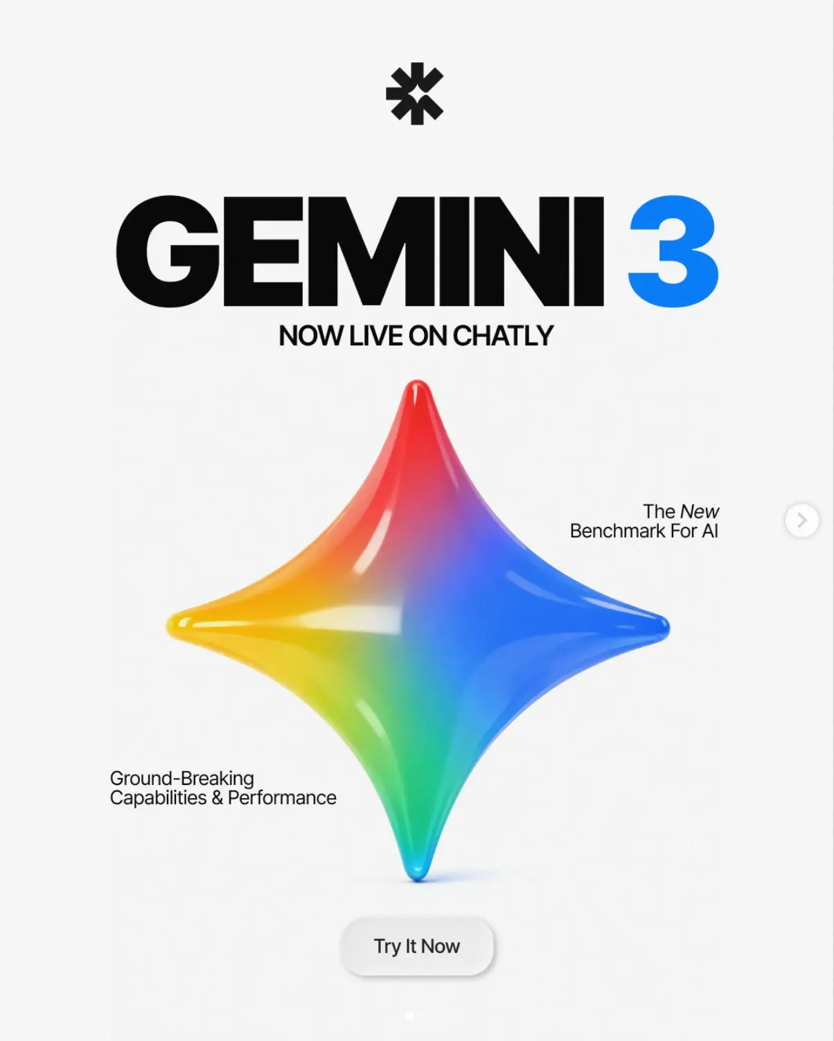 Chatly social post — Gemini 3 now live on Chatly