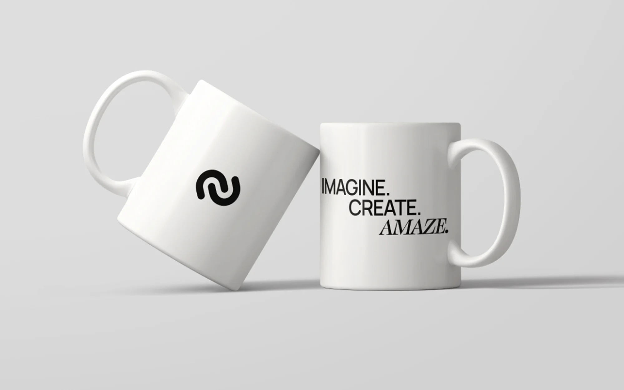 Vyro mugs — mark on one side, Imagine. Create. Amaze. on the other