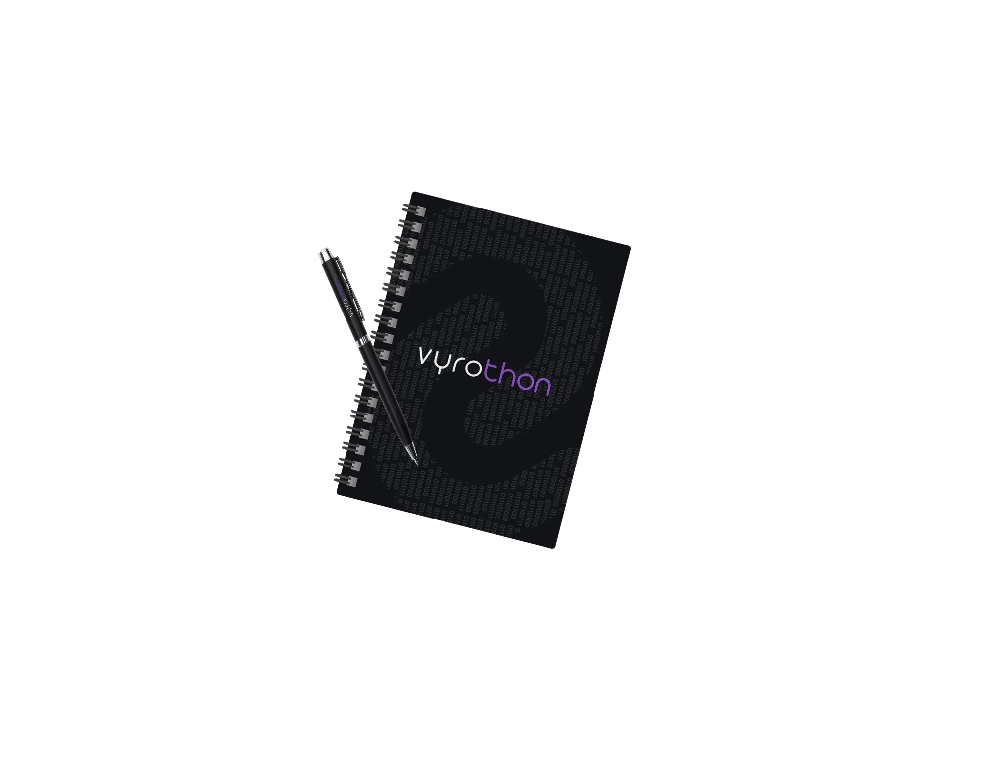 Vyrothon spiral notebook and branded pen